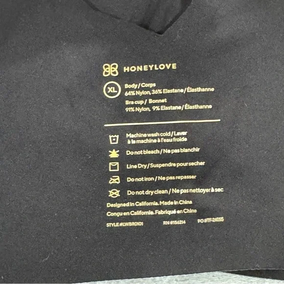 Honeylove V-Neck Bra in Black - Size - XL - Picture 5 of 6